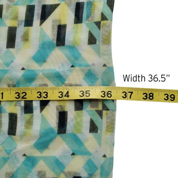 Infinity Scarf Abstract Geo Print Transparent Blue Turquoise Yellow Whimsygoth - Picture 7 of 9